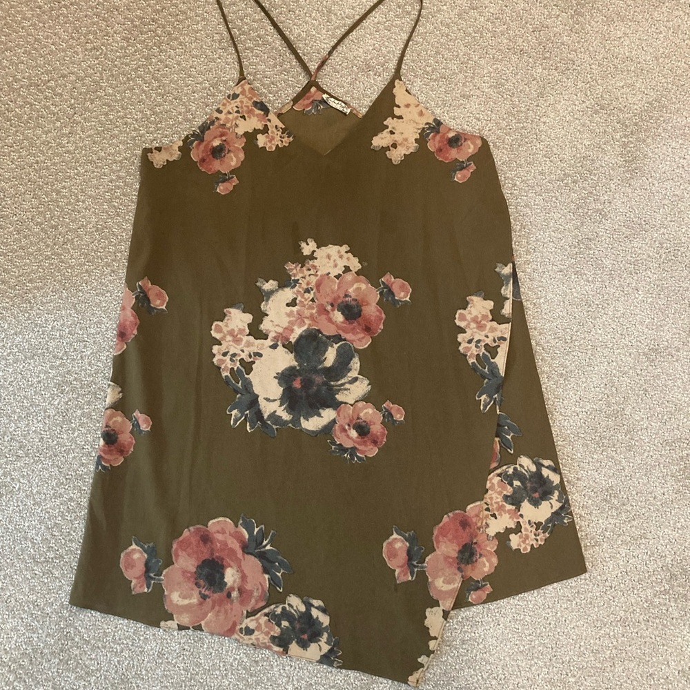 Free people hunter green floral patterned wrap dress